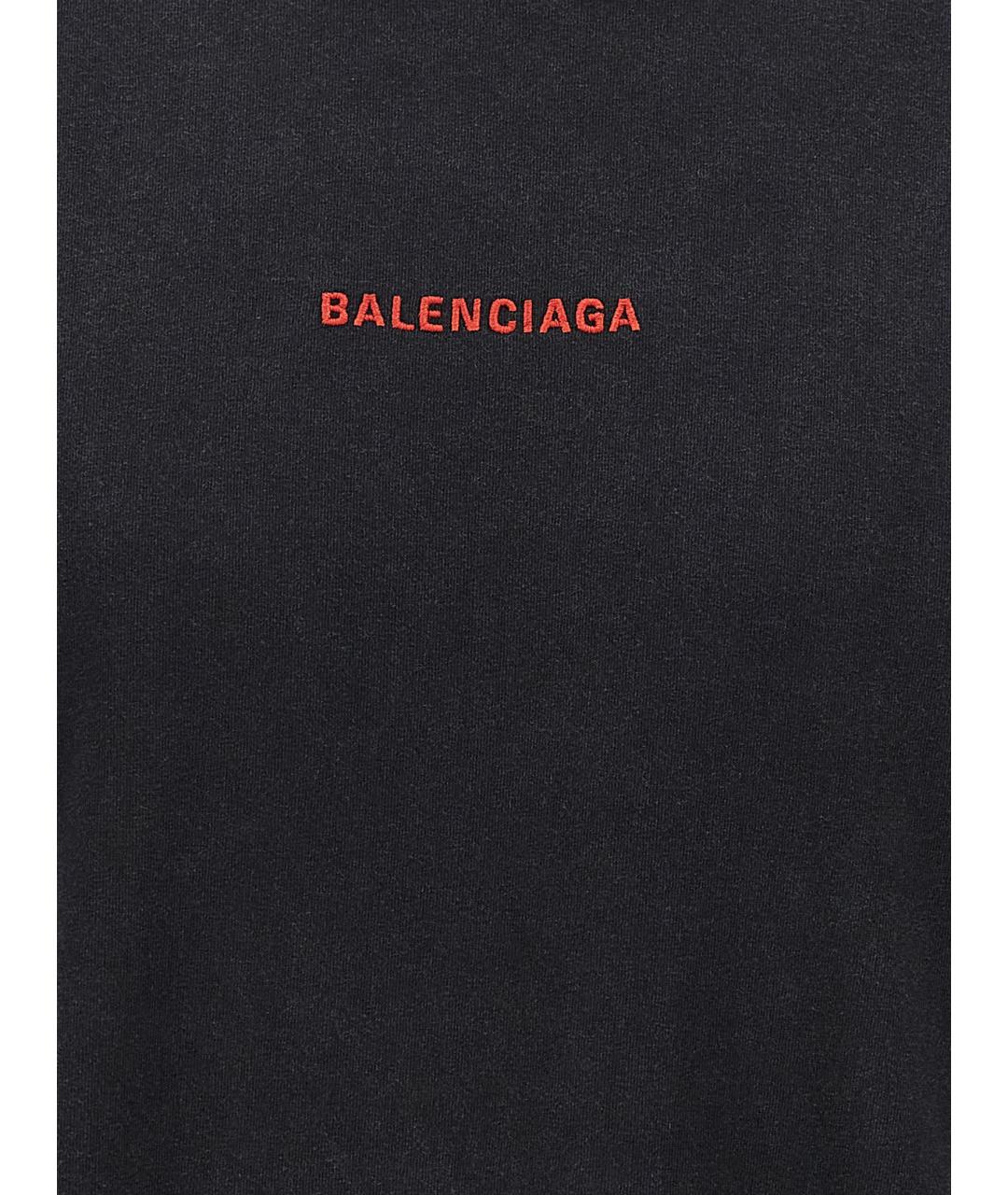BALENCIAGA Черная хлопковая футболка, фото 4