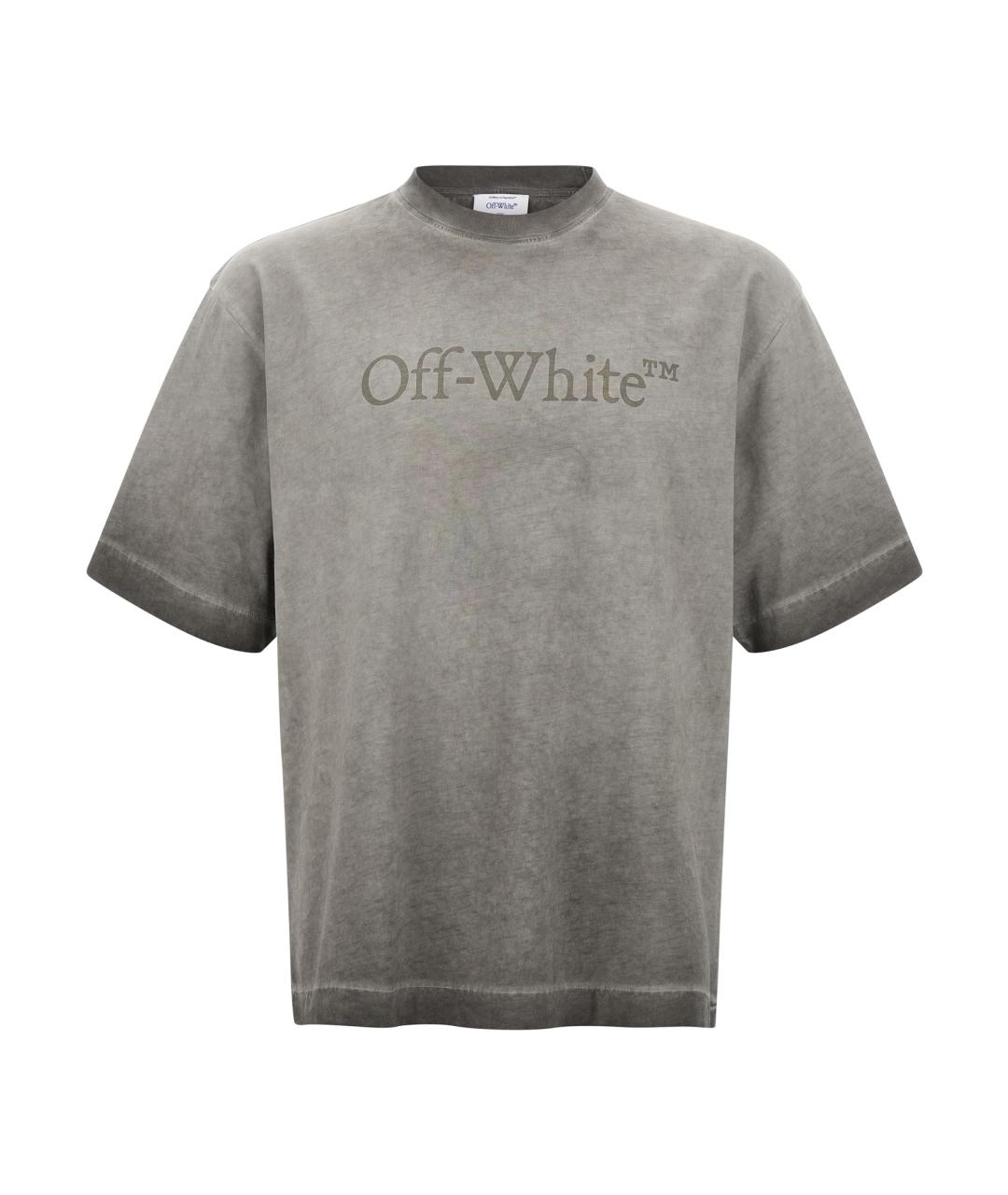 OFF-WHITE Серая хлопковая футболка, фото 1