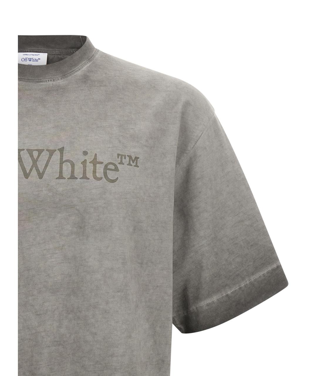 OFF-WHITE Серая хлопковая футболка, фото 3