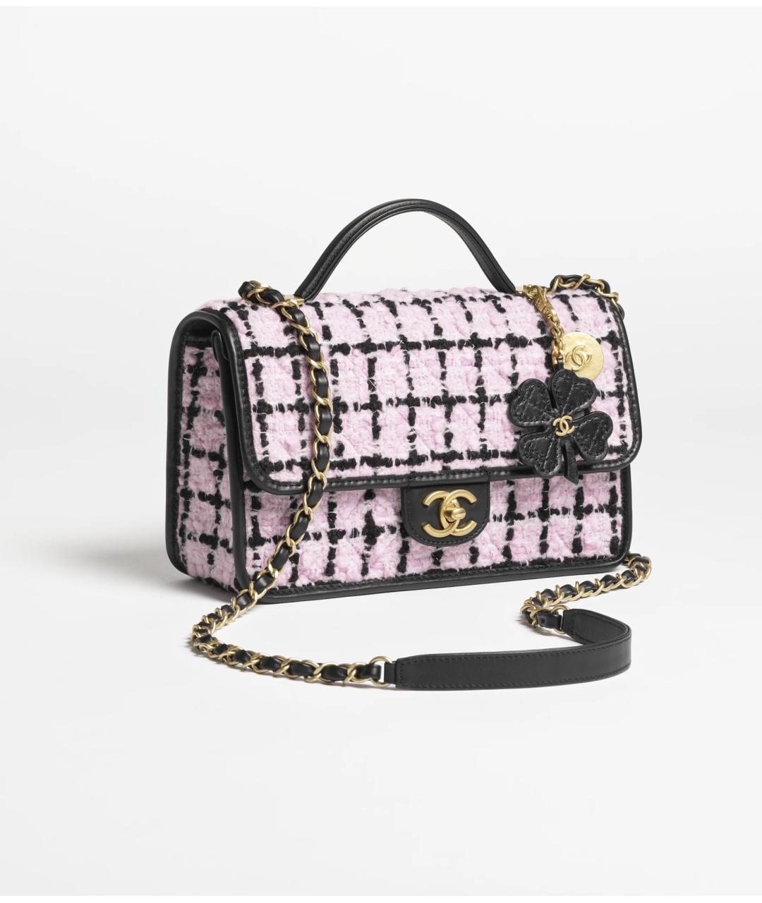 CHANEL Розовая твидовая сумка через плечо, фото 4