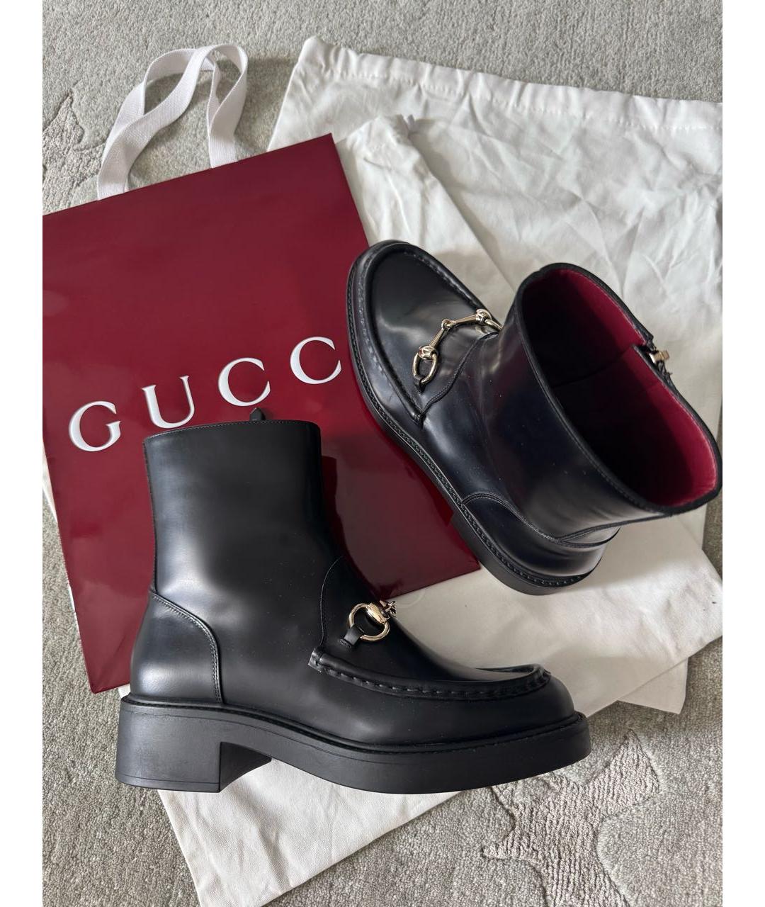 GUCCI Черные кожаные ботинки, фото 5