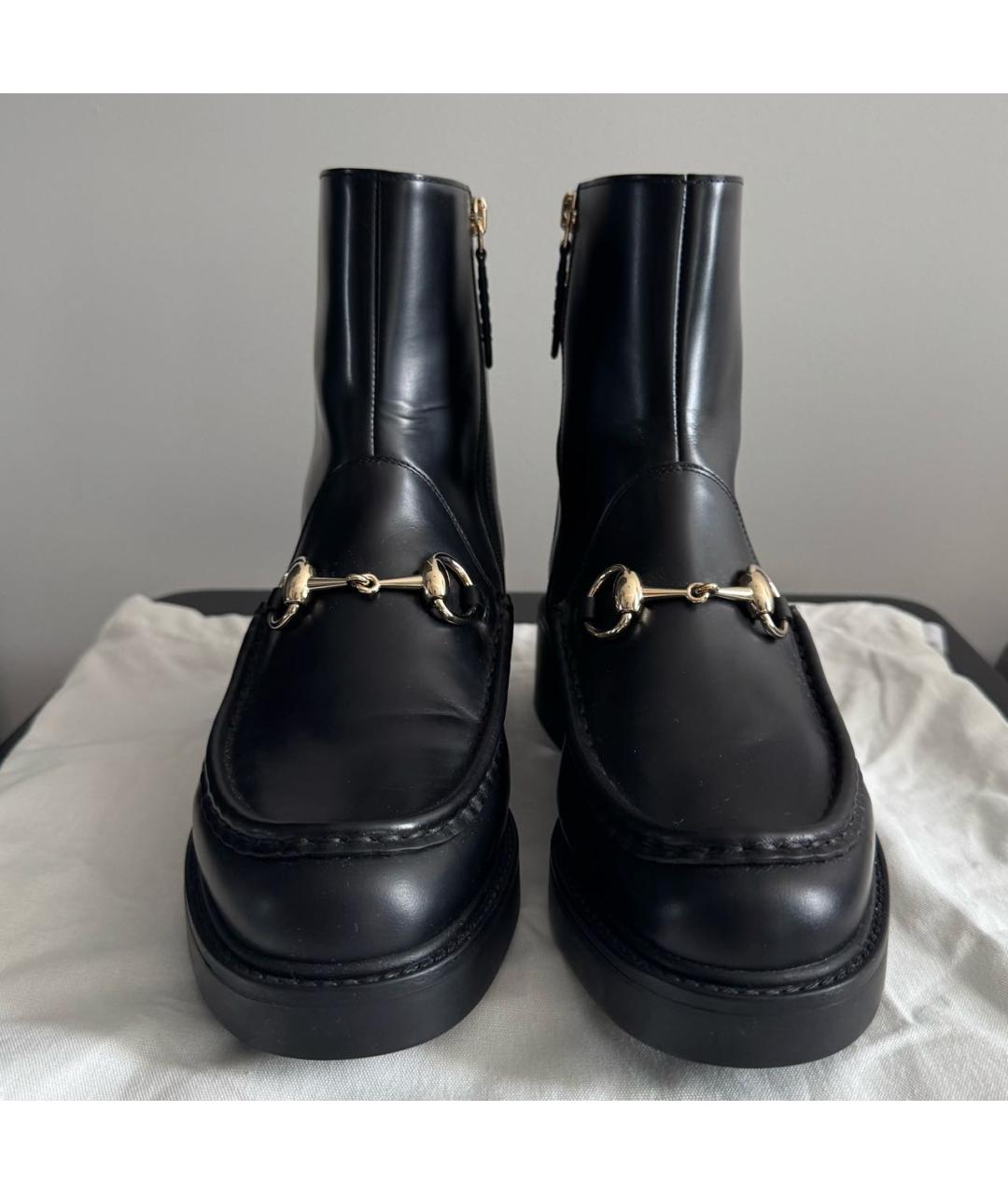 GUCCI Черные кожаные ботинки, фото 2