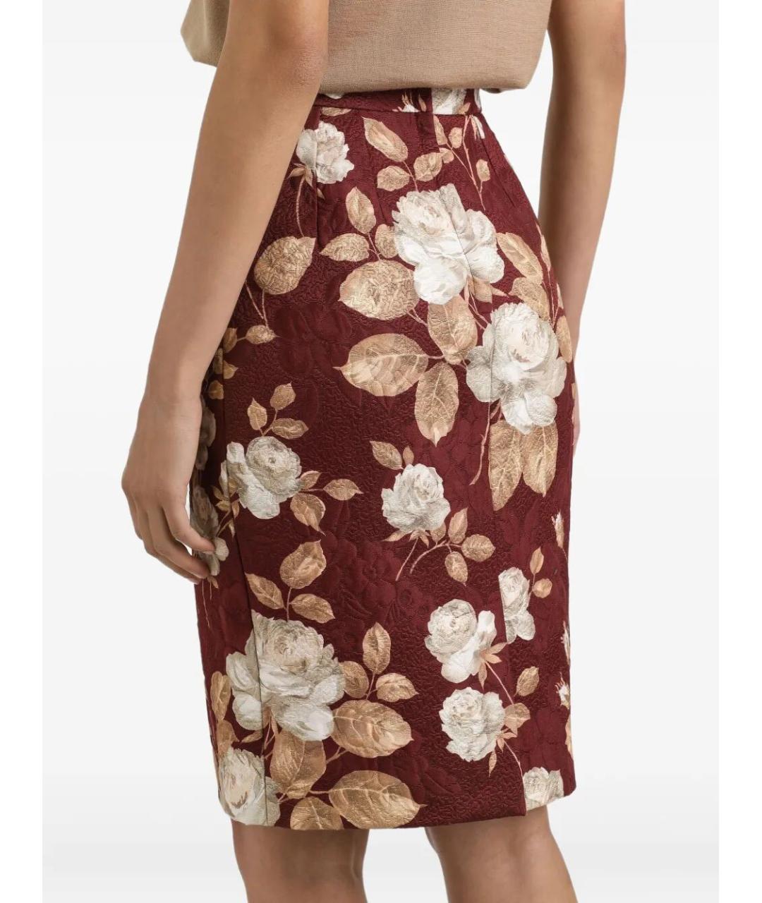 DOLCE&GABBANA Бордовая хлопковая юбка миди, фото 3