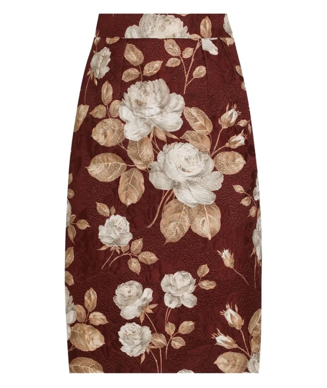 DOLCE&GABBANA Бордовая хлопковая юбка миди, фото 1
