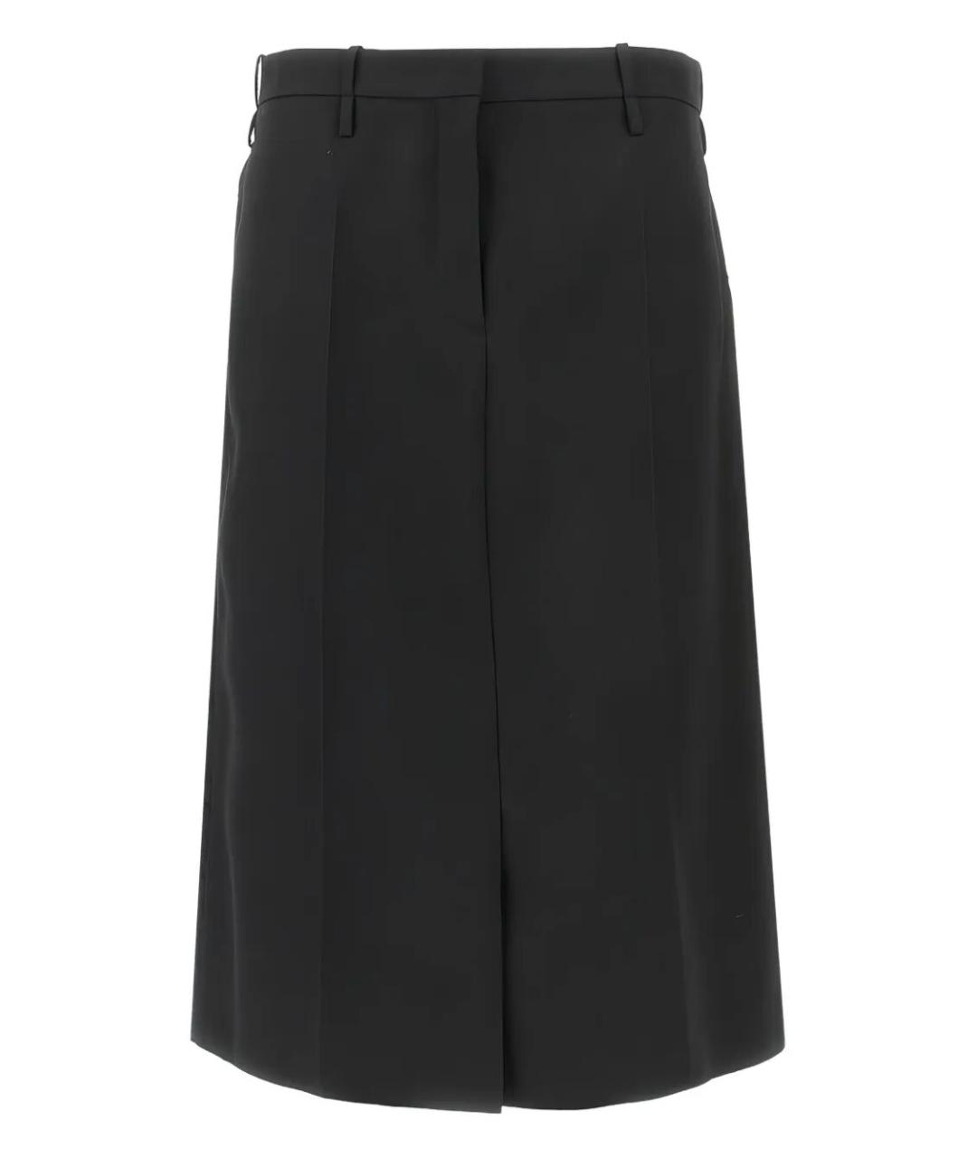 JIL SANDER Черная шерстяная юбка миди, фото 1