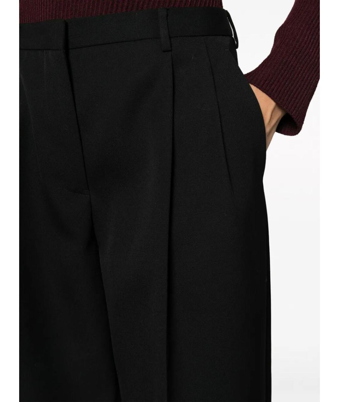JIL SANDER Черные шерстяные брюки широкие, фото 3