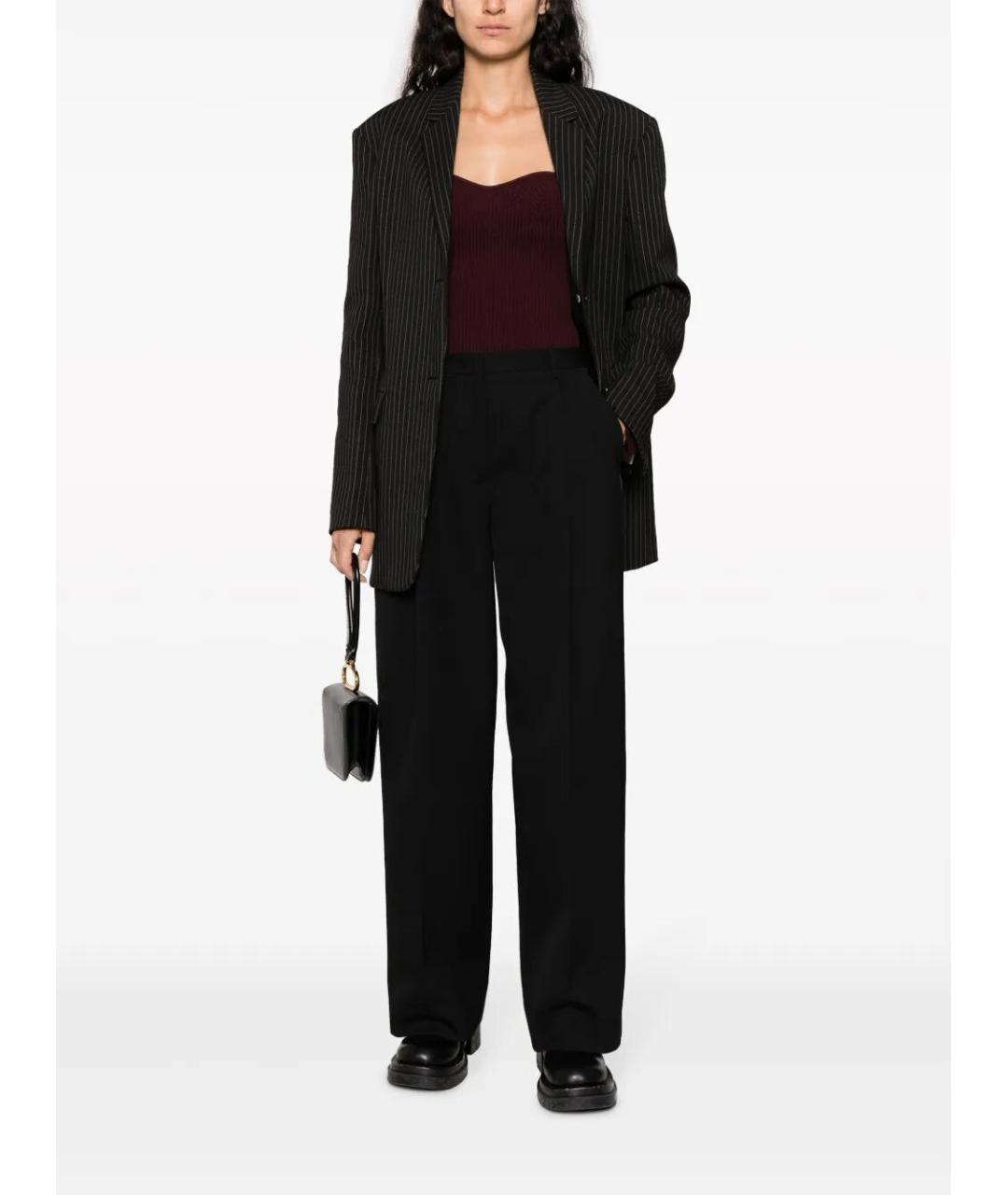 JIL SANDER Черные шерстяные брюки широкие, фото 2