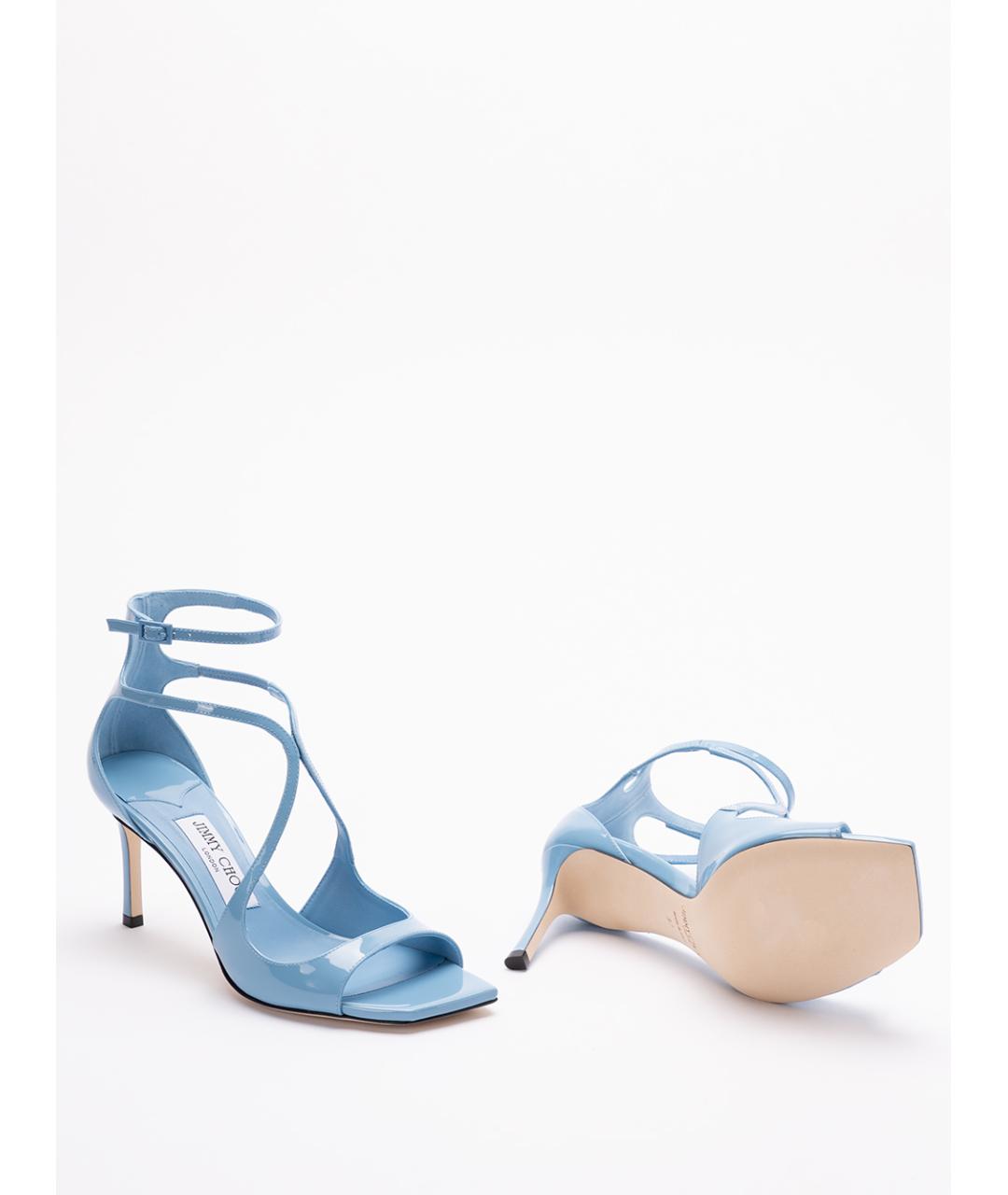 JIMMY CHOO Синие кожаные босоножки, фото 4