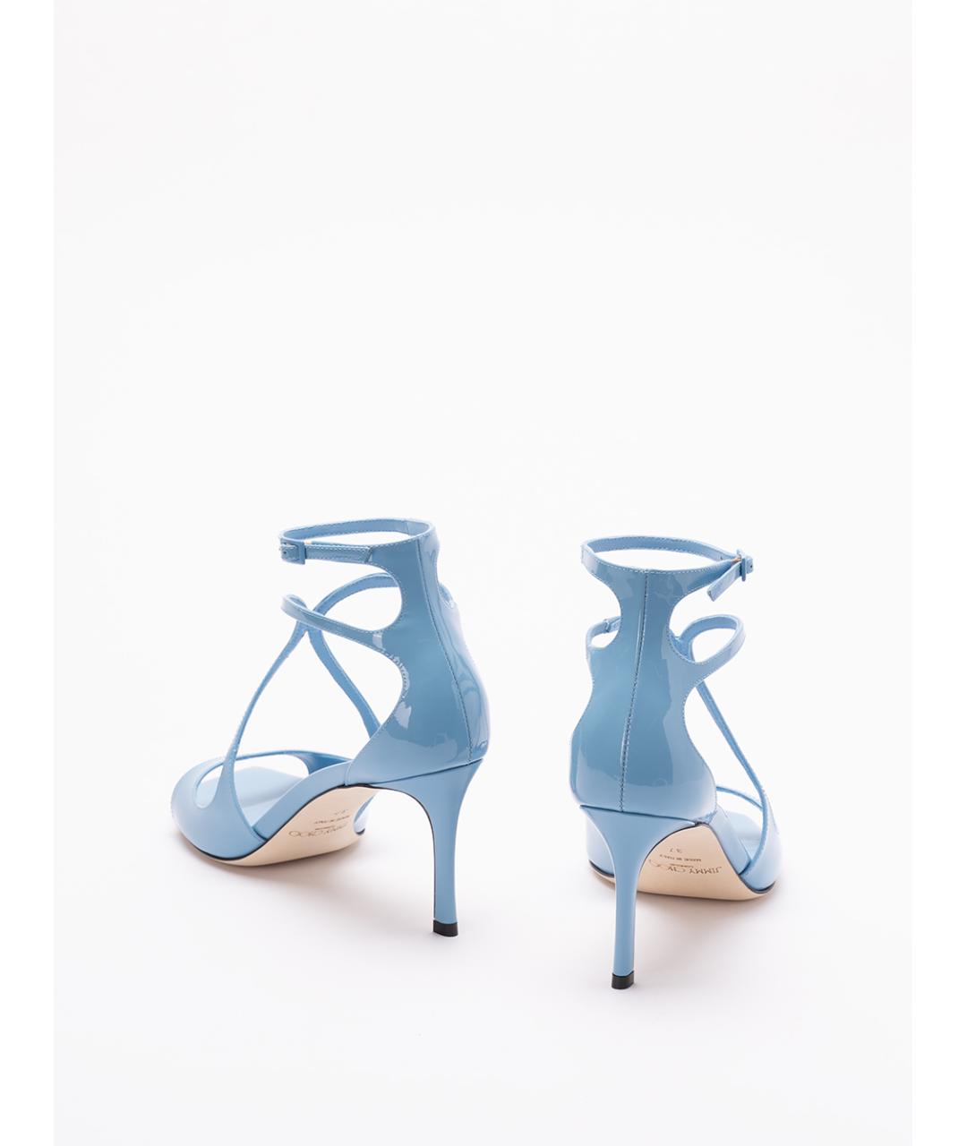JIMMY CHOO Синие кожаные босоножки, фото 3