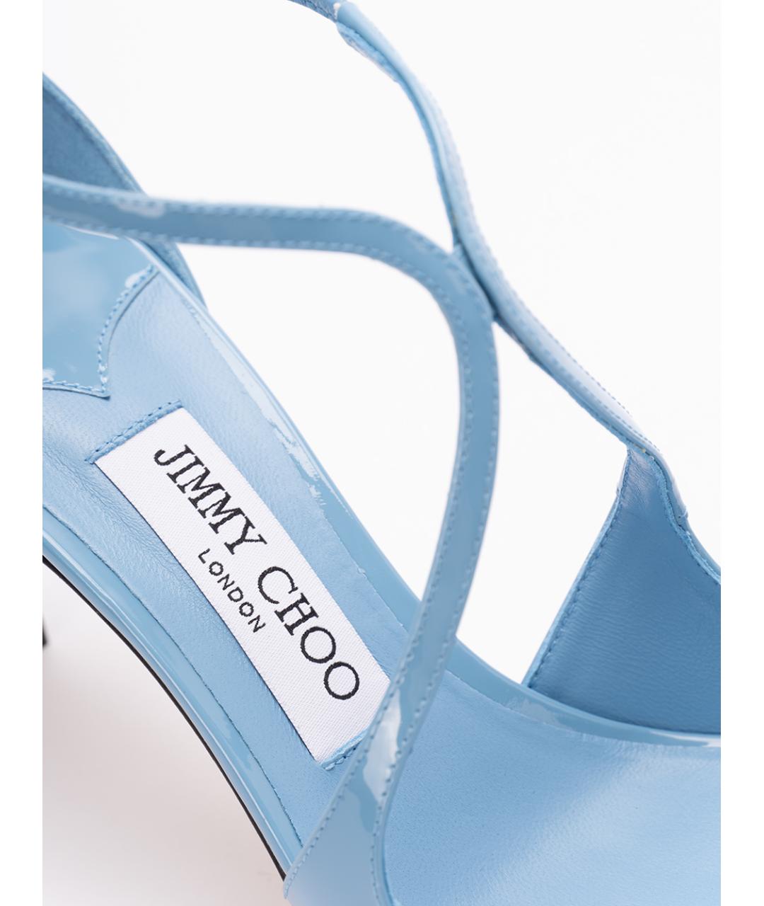 JIMMY CHOO Синие кожаные босоножки, фото 5