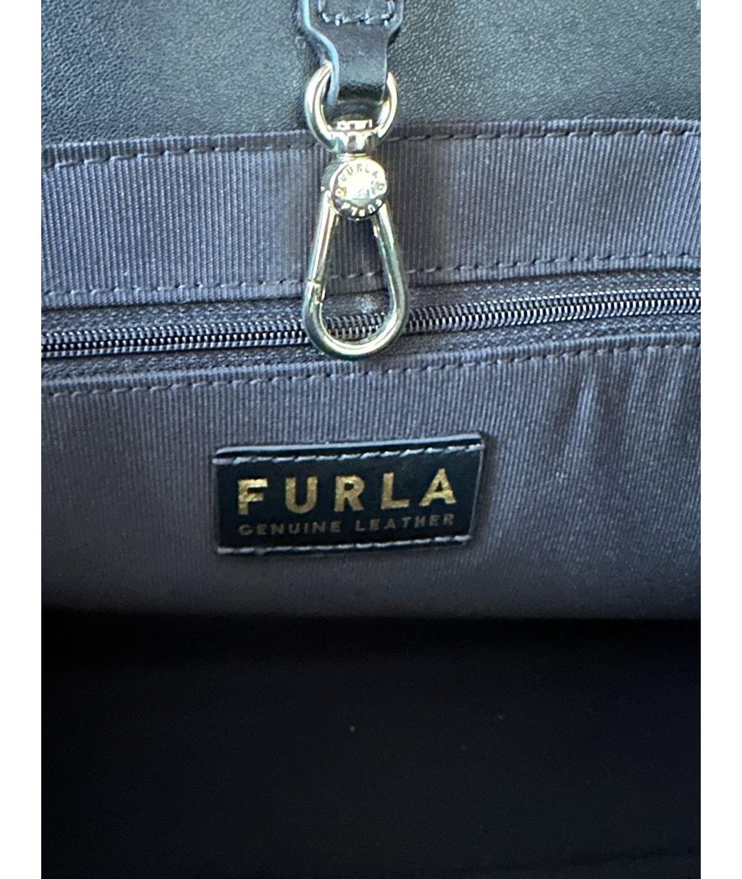 FURLA Черная кожаная сумка тоут, фото 7