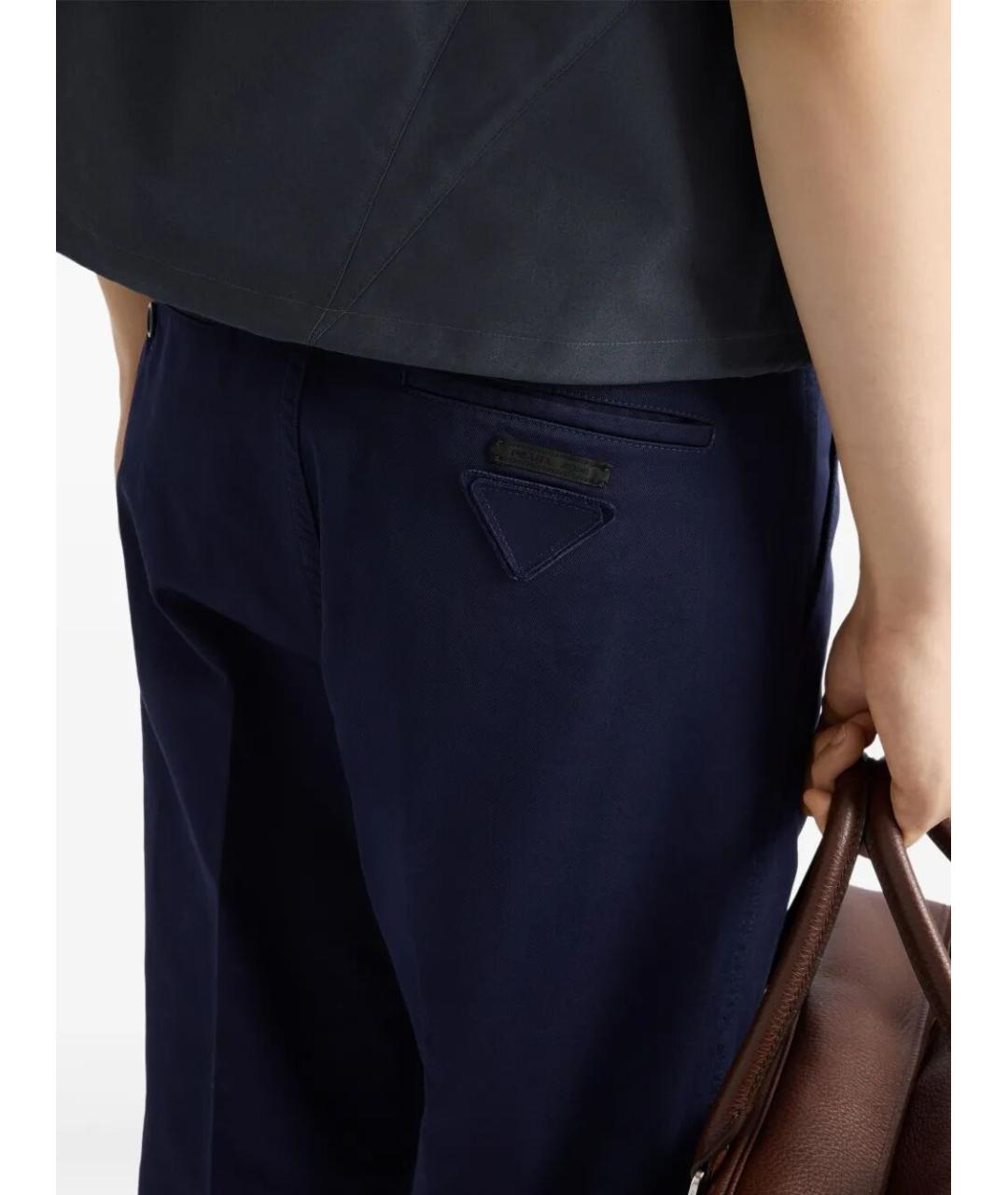 PRADA Темно-синие хлопковые повседневные брюки, фото 4