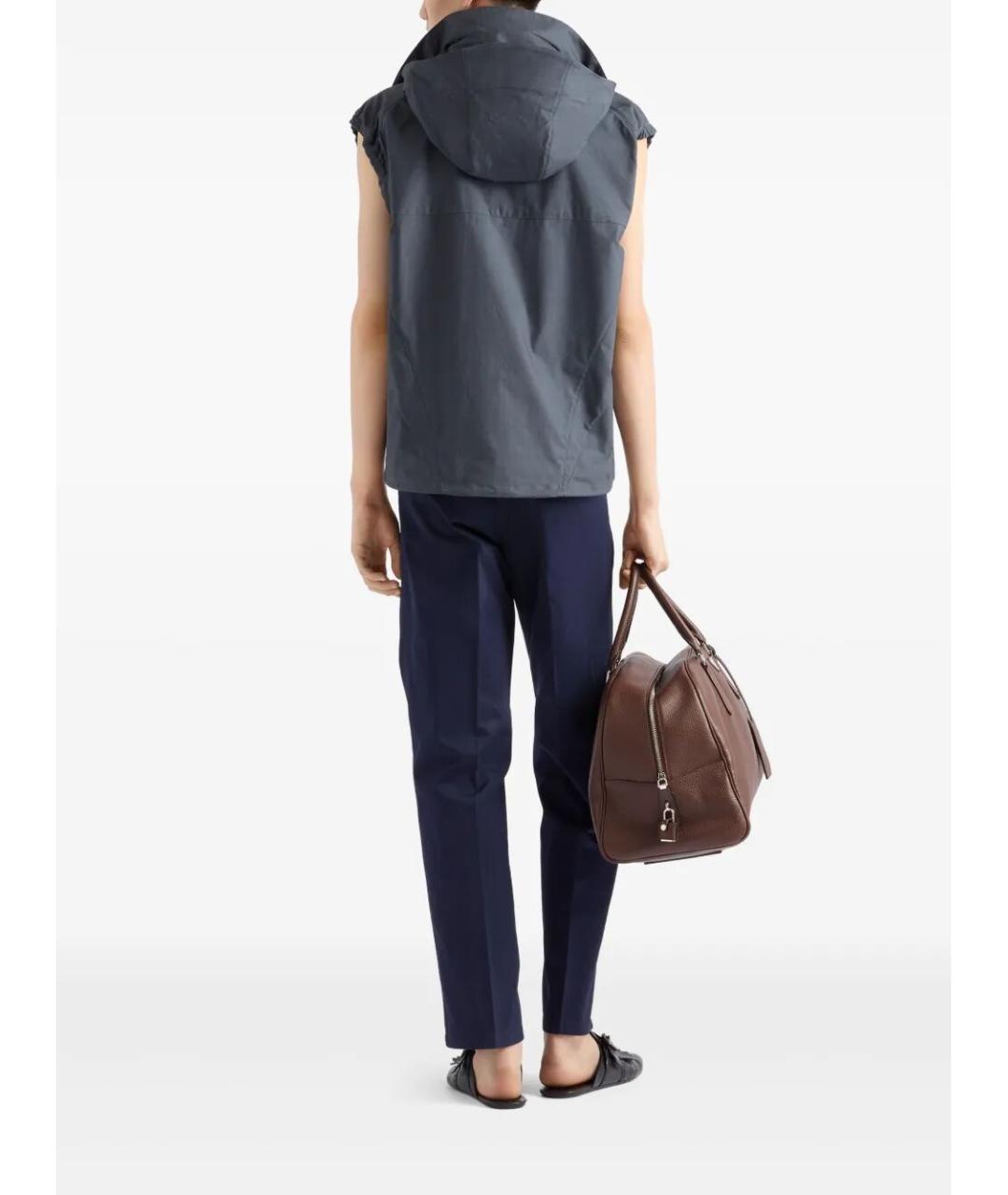 PRADA Темно-синие хлопковые повседневные брюки, фото 5