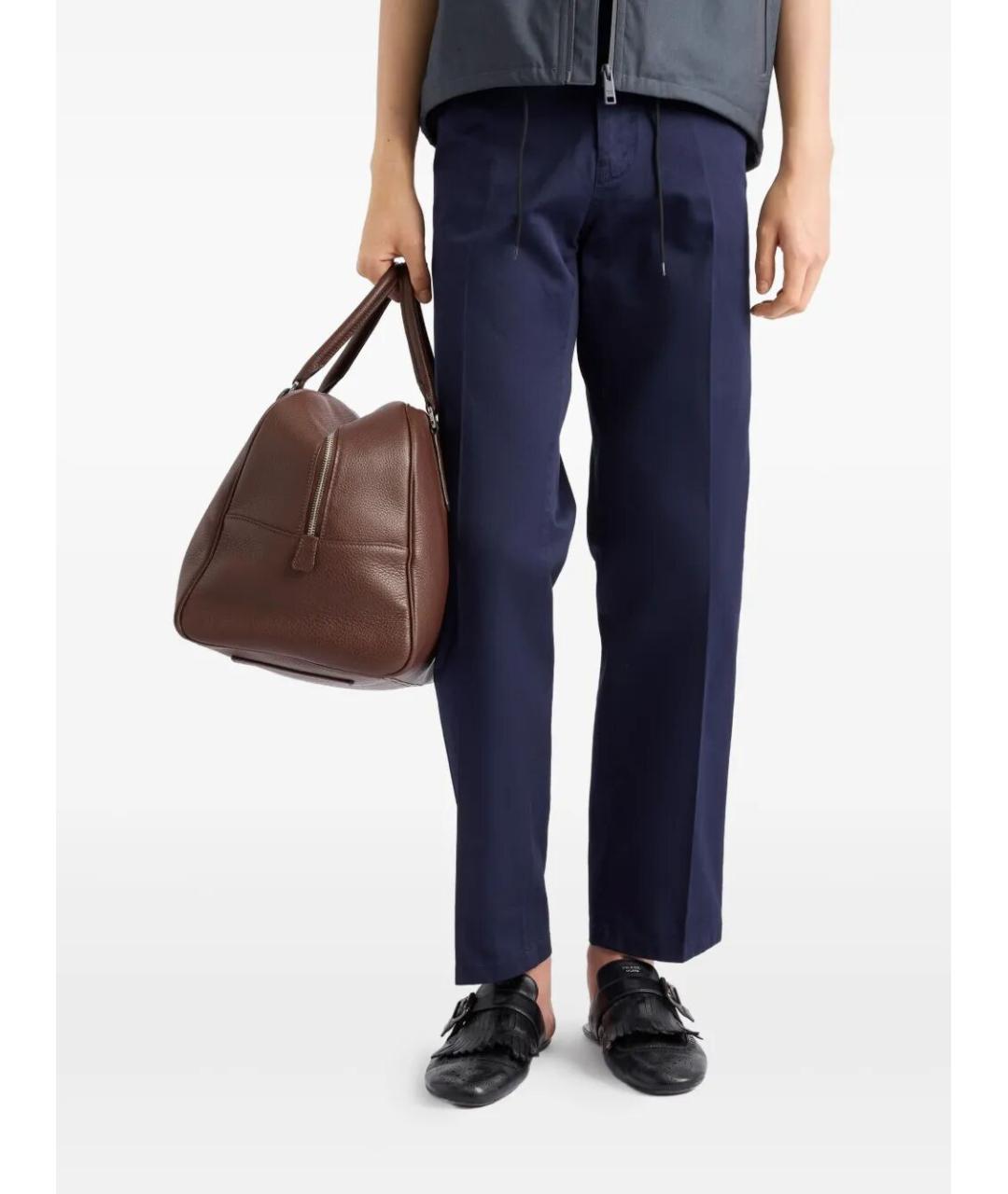 PRADA Темно-синие хлопковые повседневные брюки, фото 3