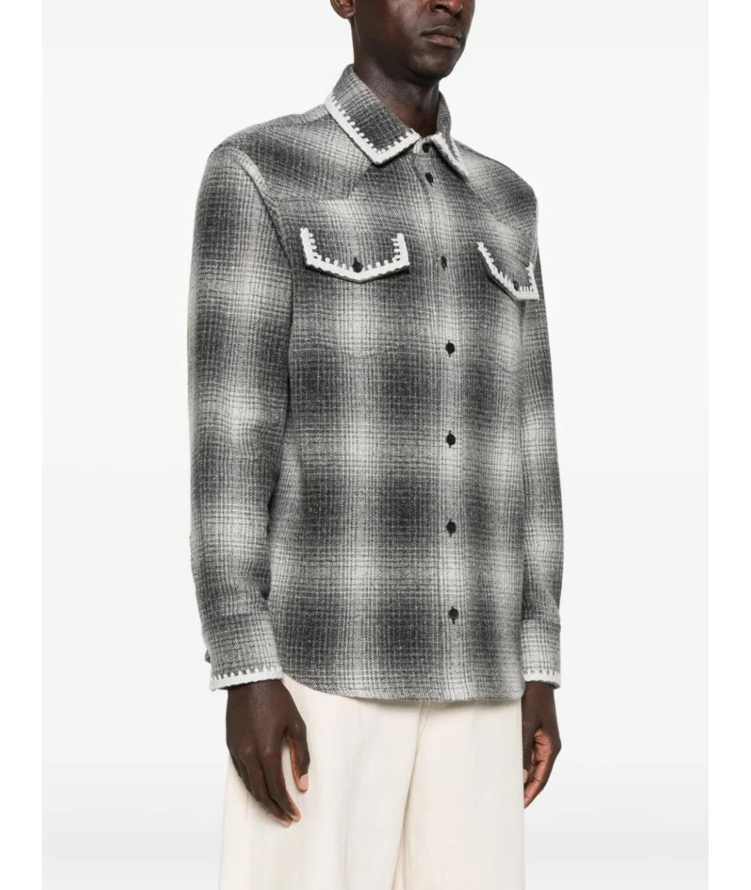 GOLDEN GOOSE DELUXE BRAND Серая шерстяная кэжуал рубашка, фото 4