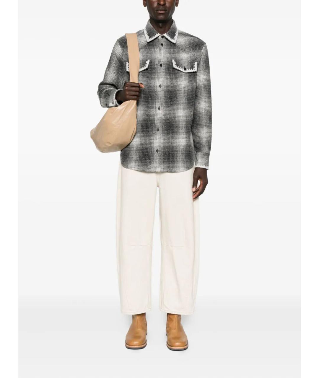 GOLDEN GOOSE DELUXE BRAND Серая шерстяная кэжуал рубашка, фото 2
