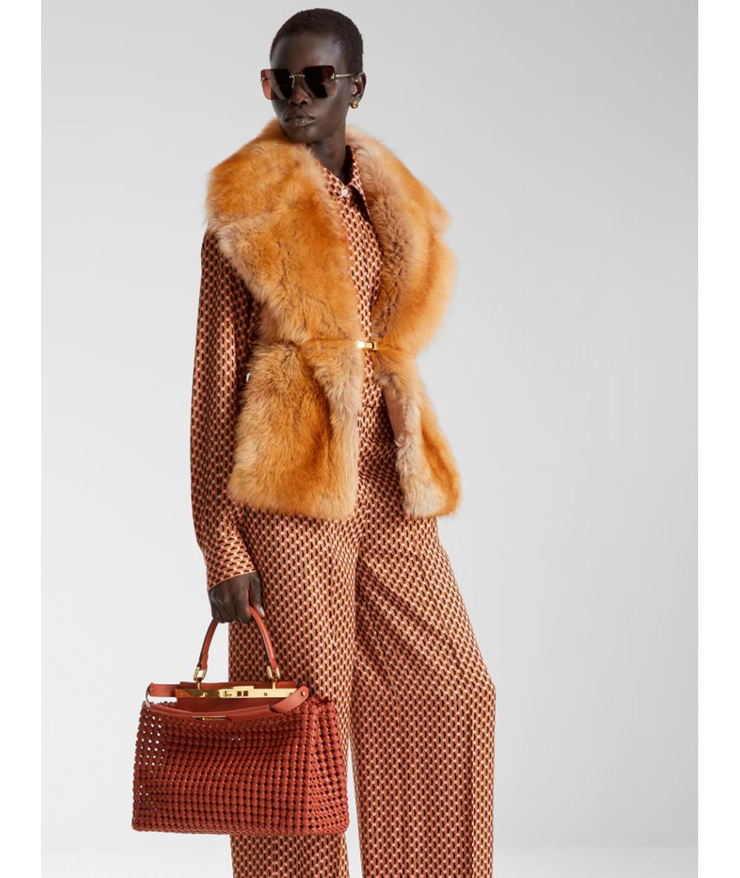 FENDI Коричневый шарф, фото 4
