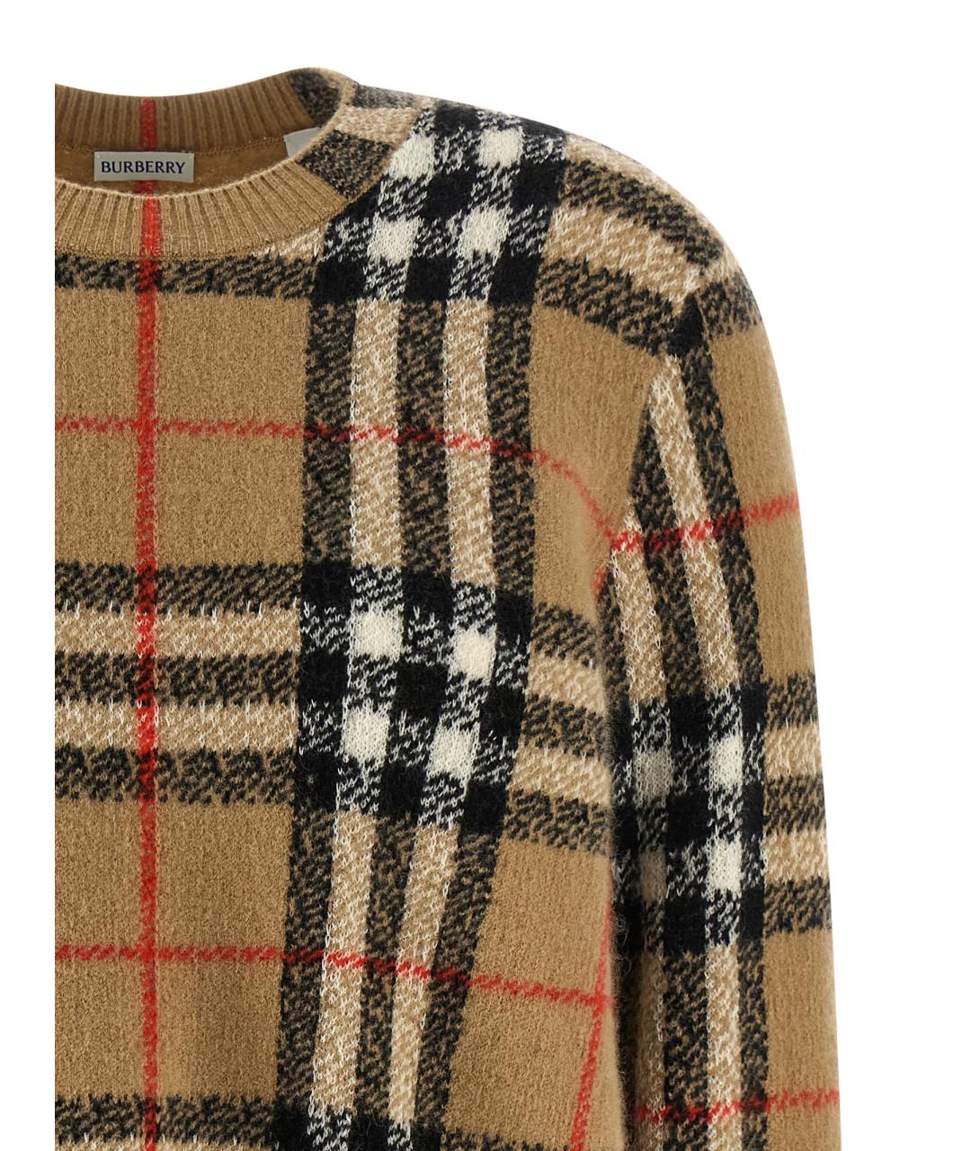 BURBERRY Бежевый шерстяной джемпер / свитер, фото 3
