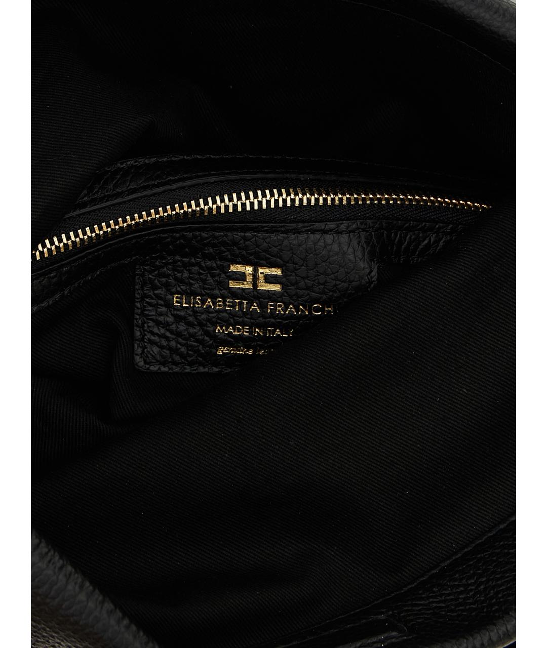 ELISABETTA FRANCHI Черная кожаная сумка через плечо, фото 4