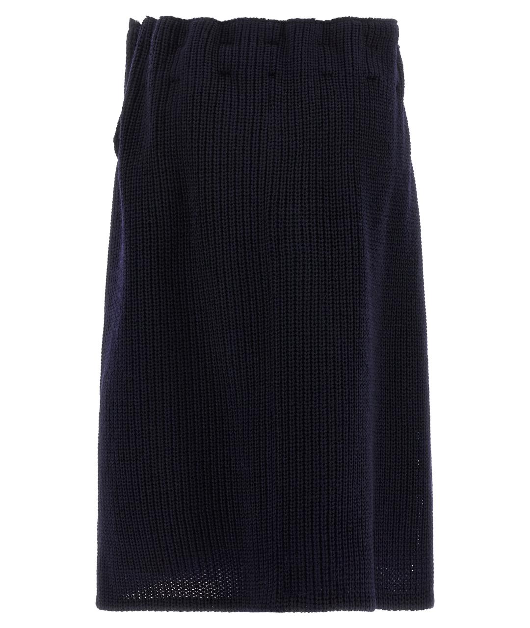 PRADA Темно-синяя шерстяная юбка миди, фото 2