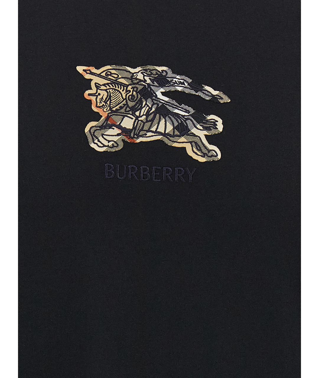 BURBERRY Черная хлопковая футболка, фото 4