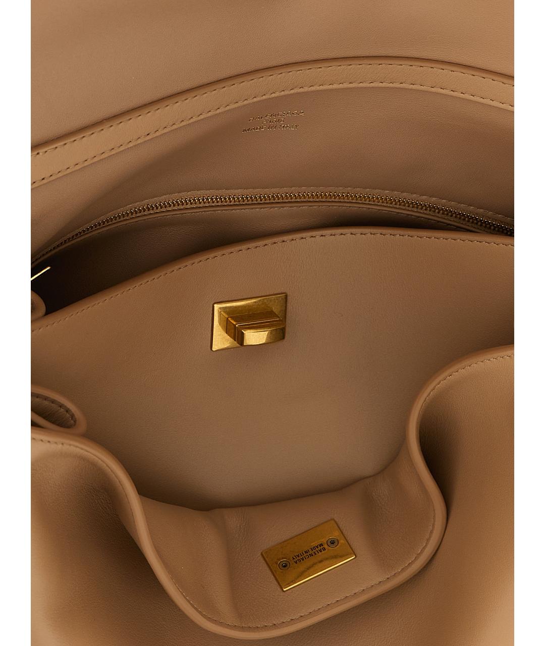 BALENCIAGA Бежевая кожаная сумка тоут, фото 4