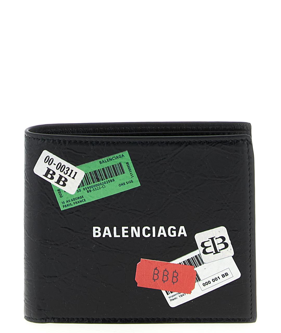 BALENCIAGA Черный кожаный кошелек, фото 1