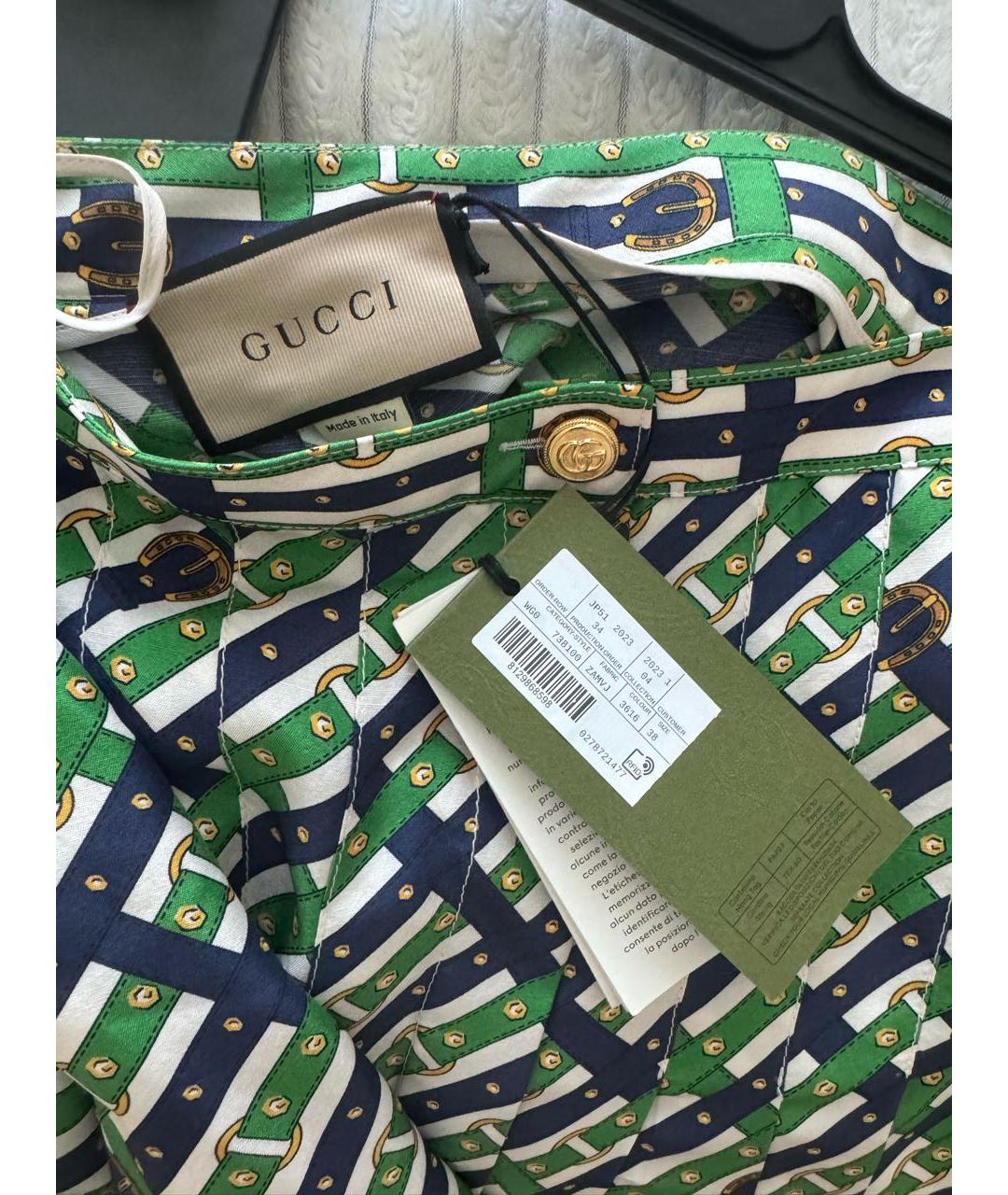 GUCCI Зеленая шелковая юбка миди, фото 6