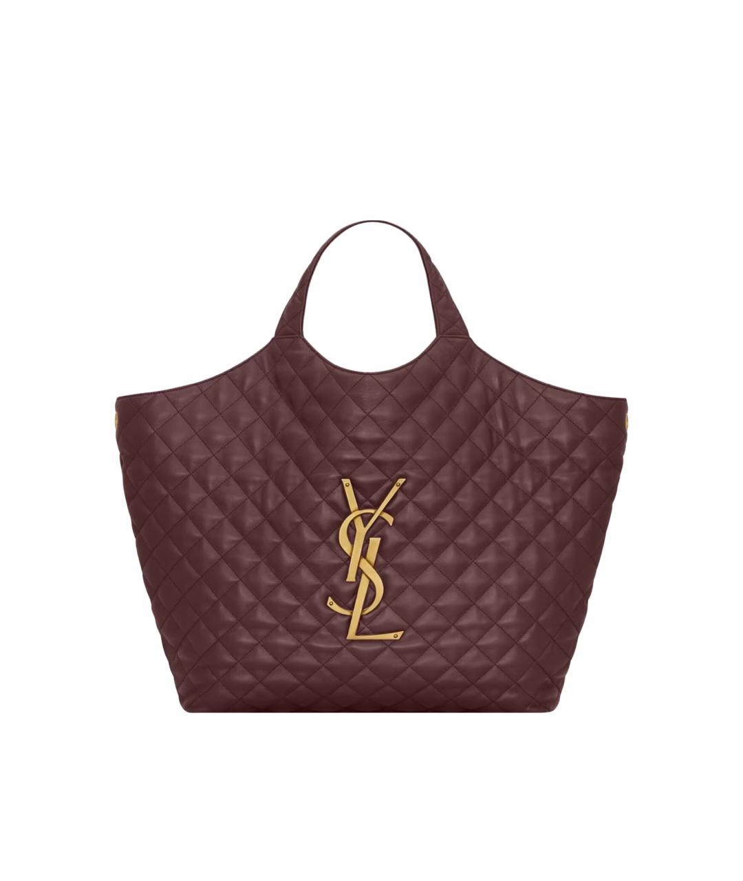 SAINT LAURENT Бордовая кожаная сумка тоут, фото 1