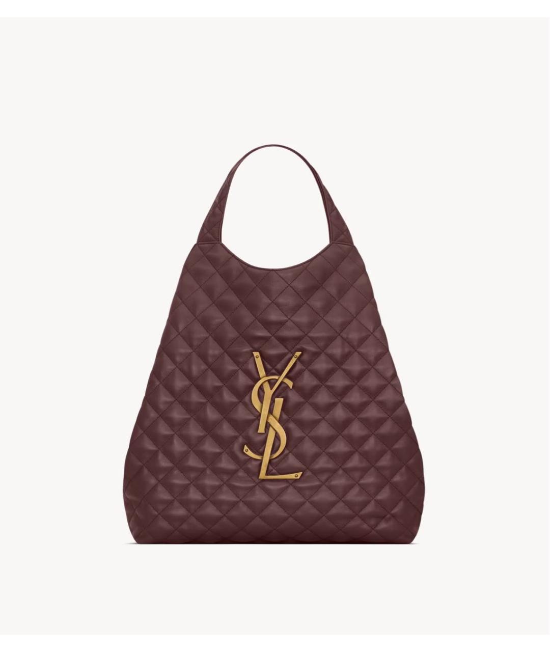 SAINT LAURENT Бордовая кожаная сумка тоут, фото 2