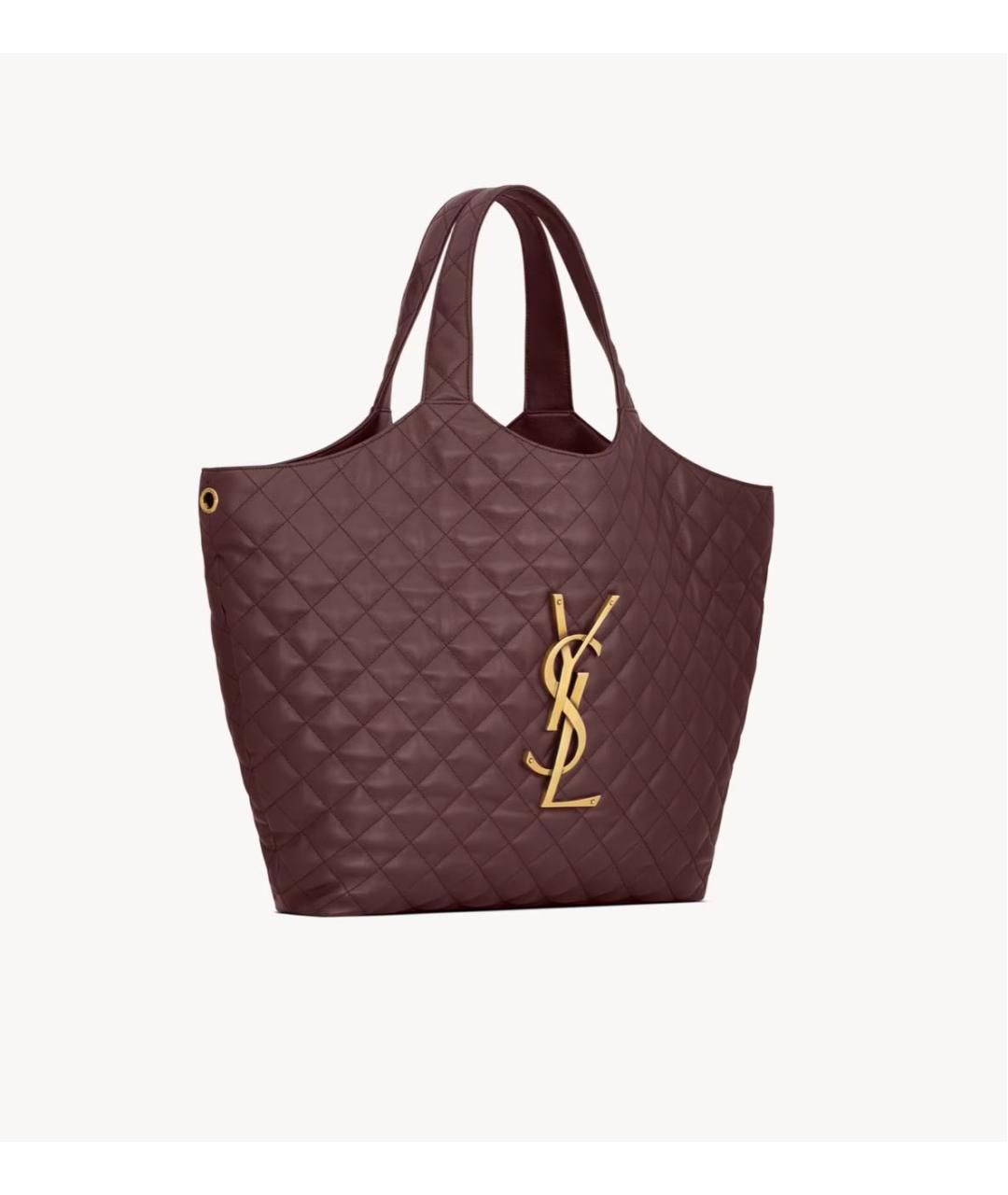SAINT LAURENT Бордовая кожаная сумка тоут, фото 4