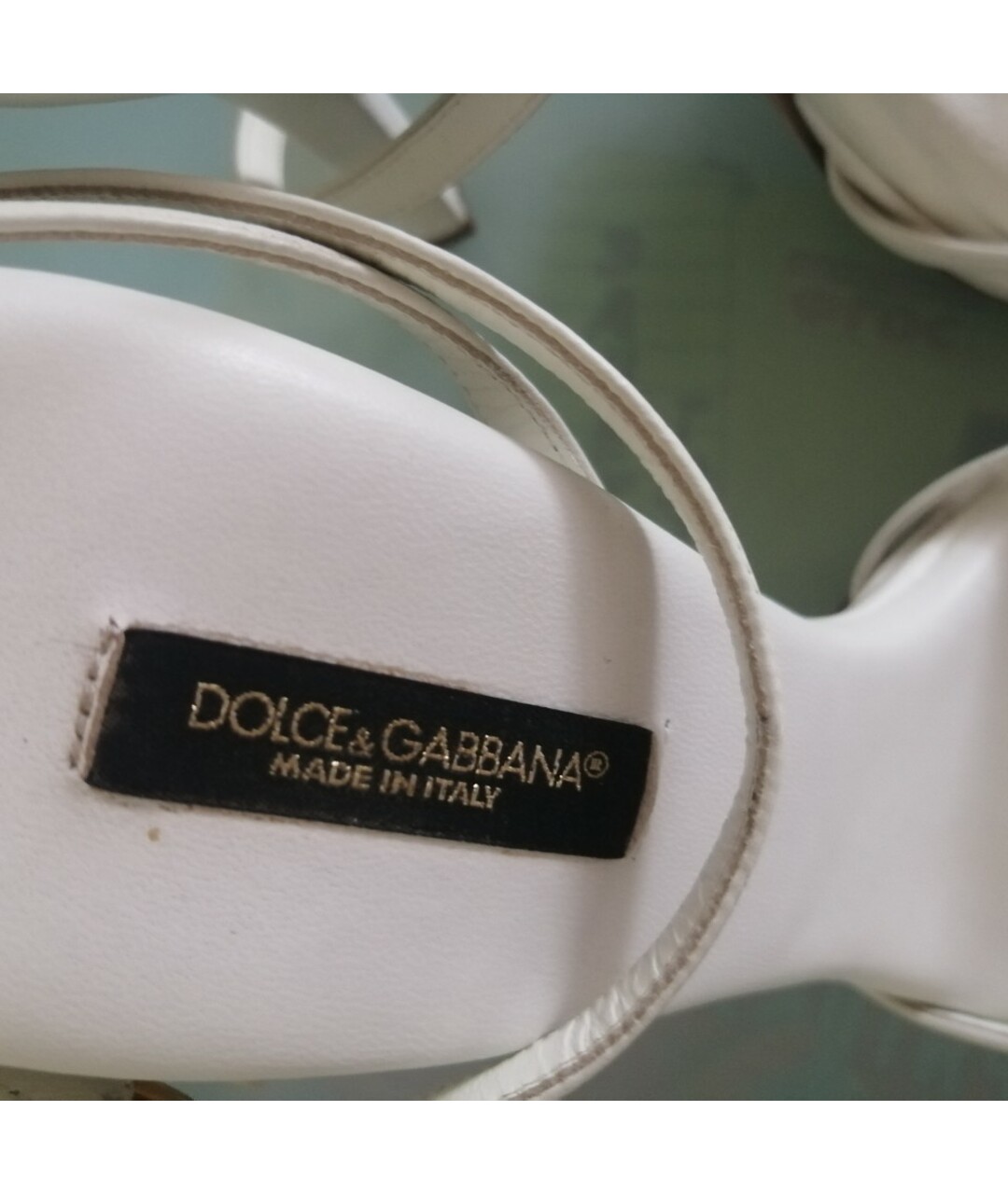 DOLCE&GABBANA Белые кожаные босоножки, фото 5
