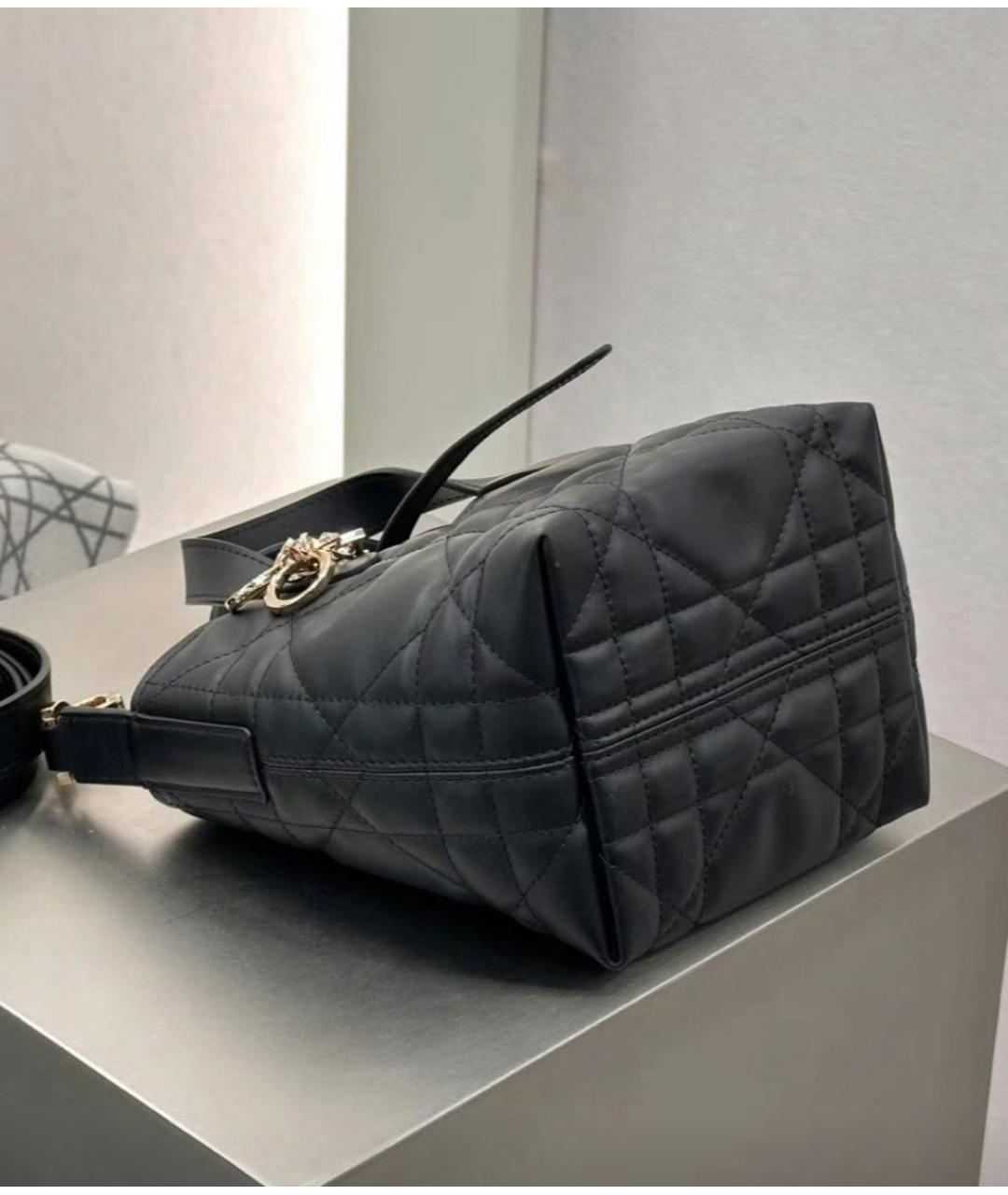 CHRISTIAN DIOR Черная кожаная сумка тоут, фото 5
