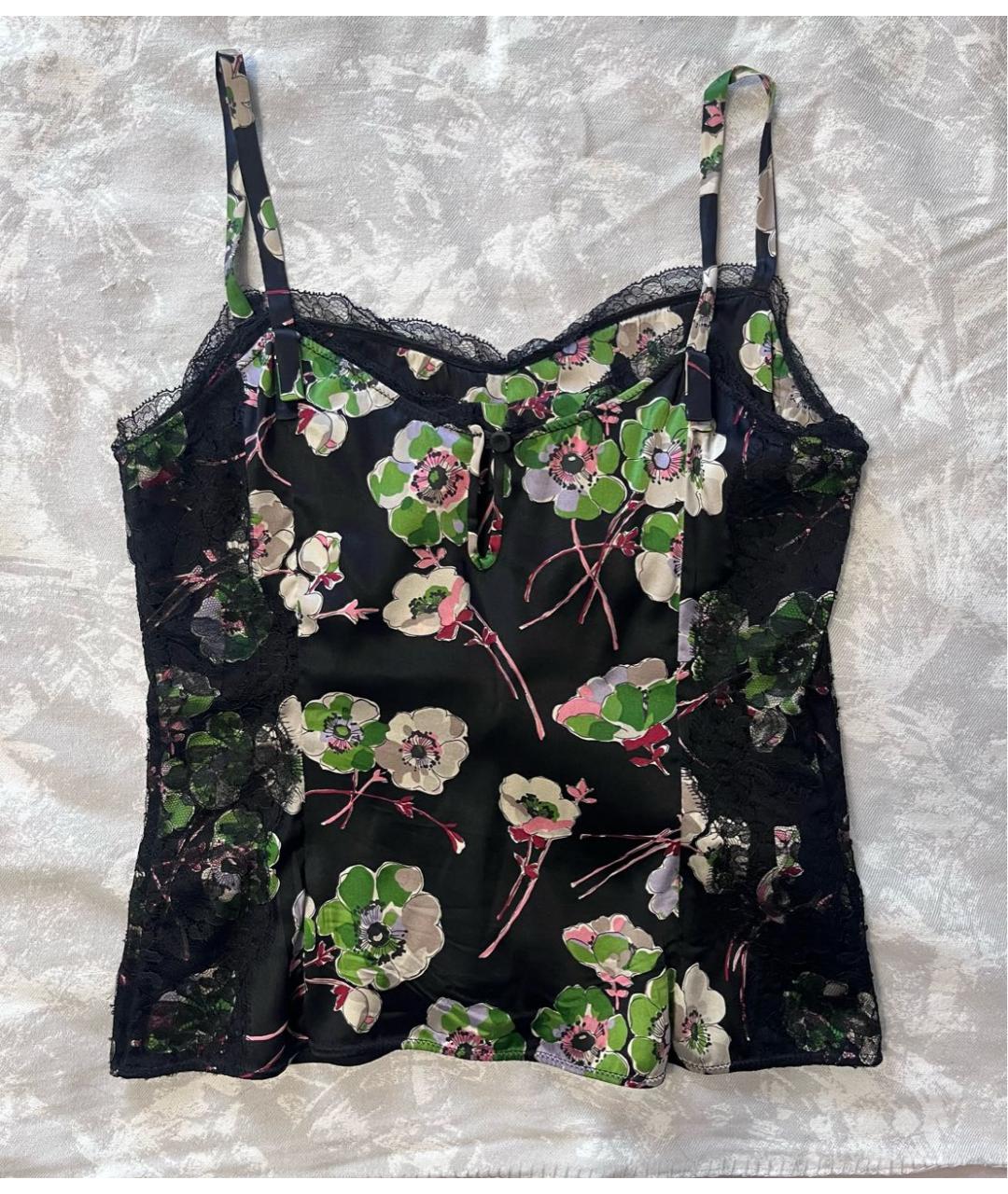 DOLCE&GABBANA Черная шелковая майка, фото 2