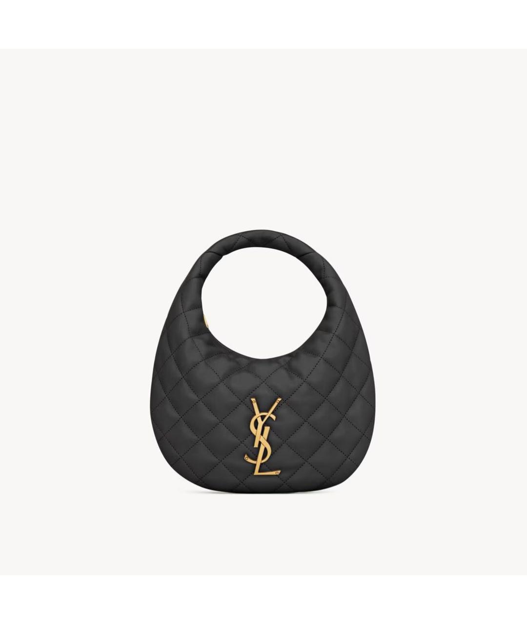 SAINT LAURENT Черная кожаная сумка с короткими ручками, фото 5