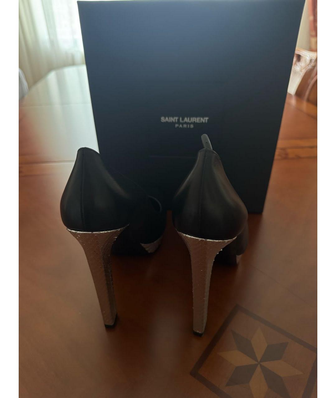 SAINT LAURENT Черные кожаные туфли, фото 4