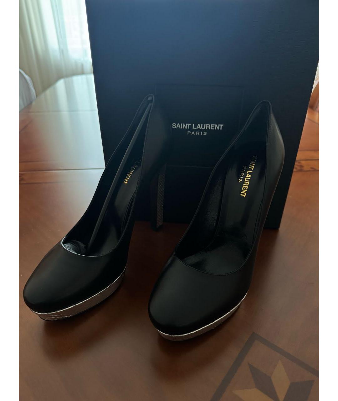 SAINT LAURENT Черные кожаные туфли, фото 2