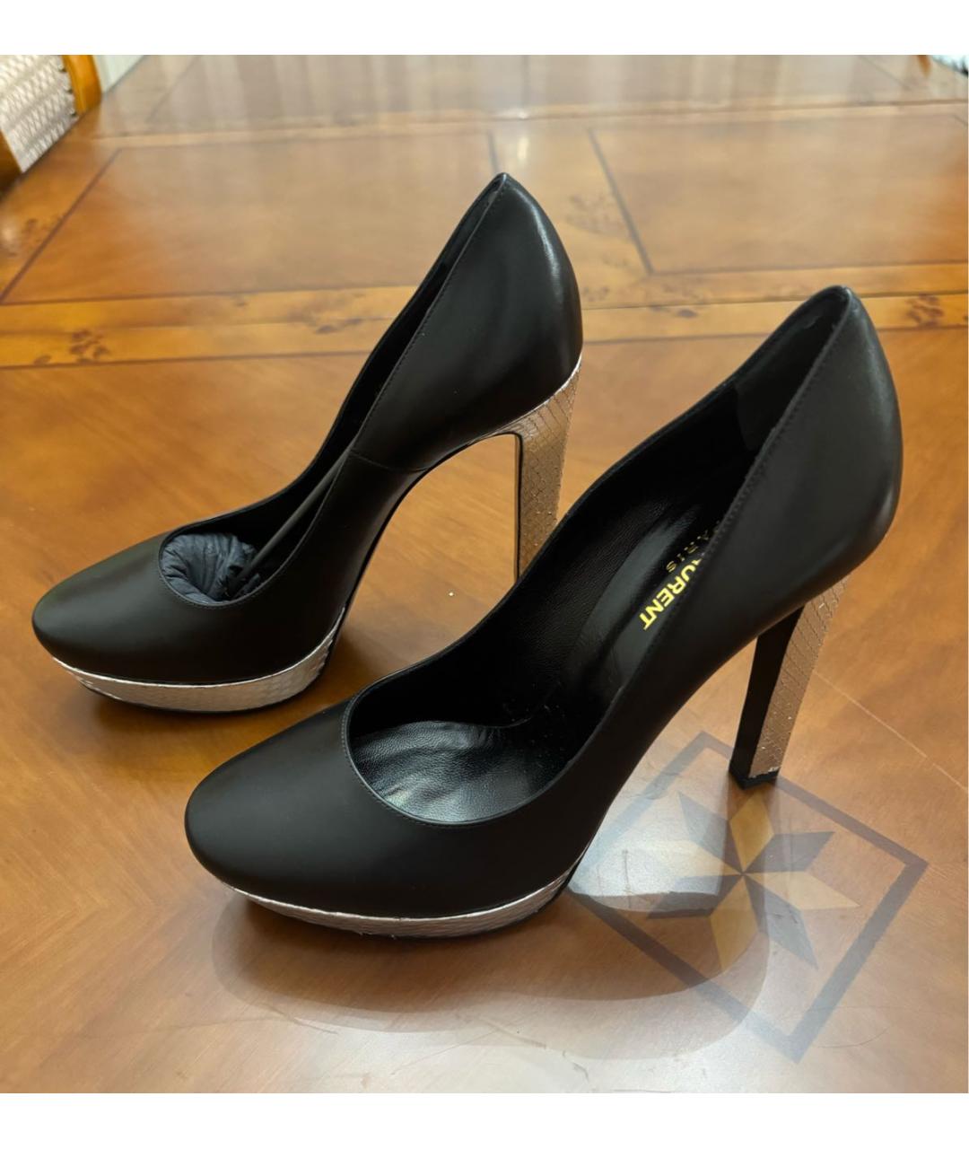 SAINT LAURENT Черные кожаные туфли, фото 5