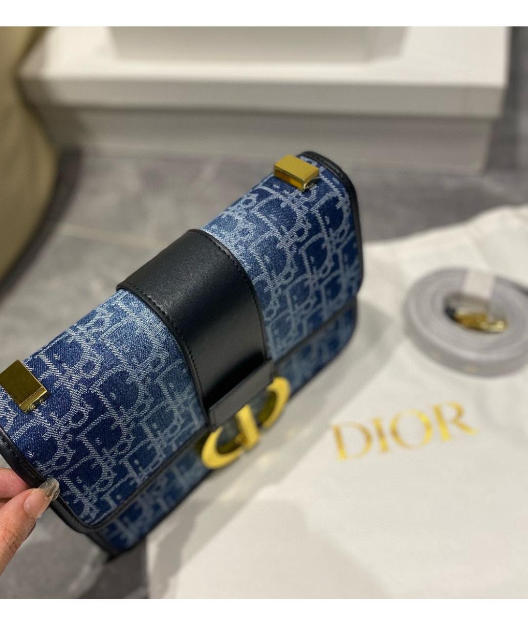 CHRISTIAN DIOR Синяя тканевая сумка через плечо, фото 3