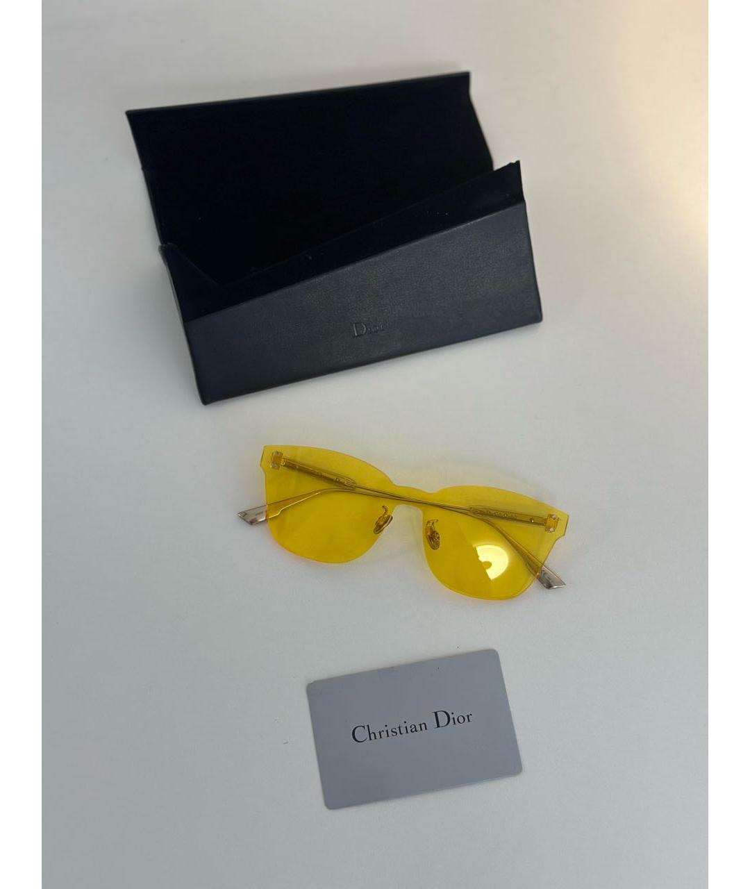 CHRISTIAN DIOR Желтые металлические солнцезащитные очки, фото 4