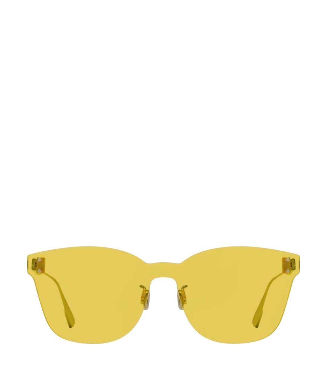CHRISTIAN DIOR Желтые металлические солнцезащитные очки, фото 1