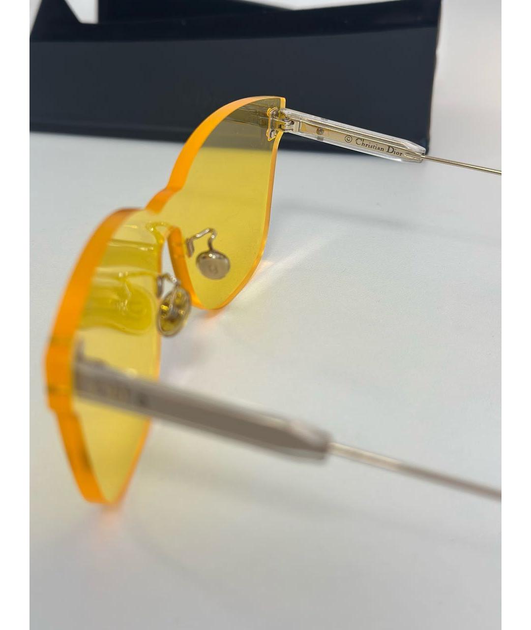 CHRISTIAN DIOR Желтые металлические солнцезащитные очки, фото 3