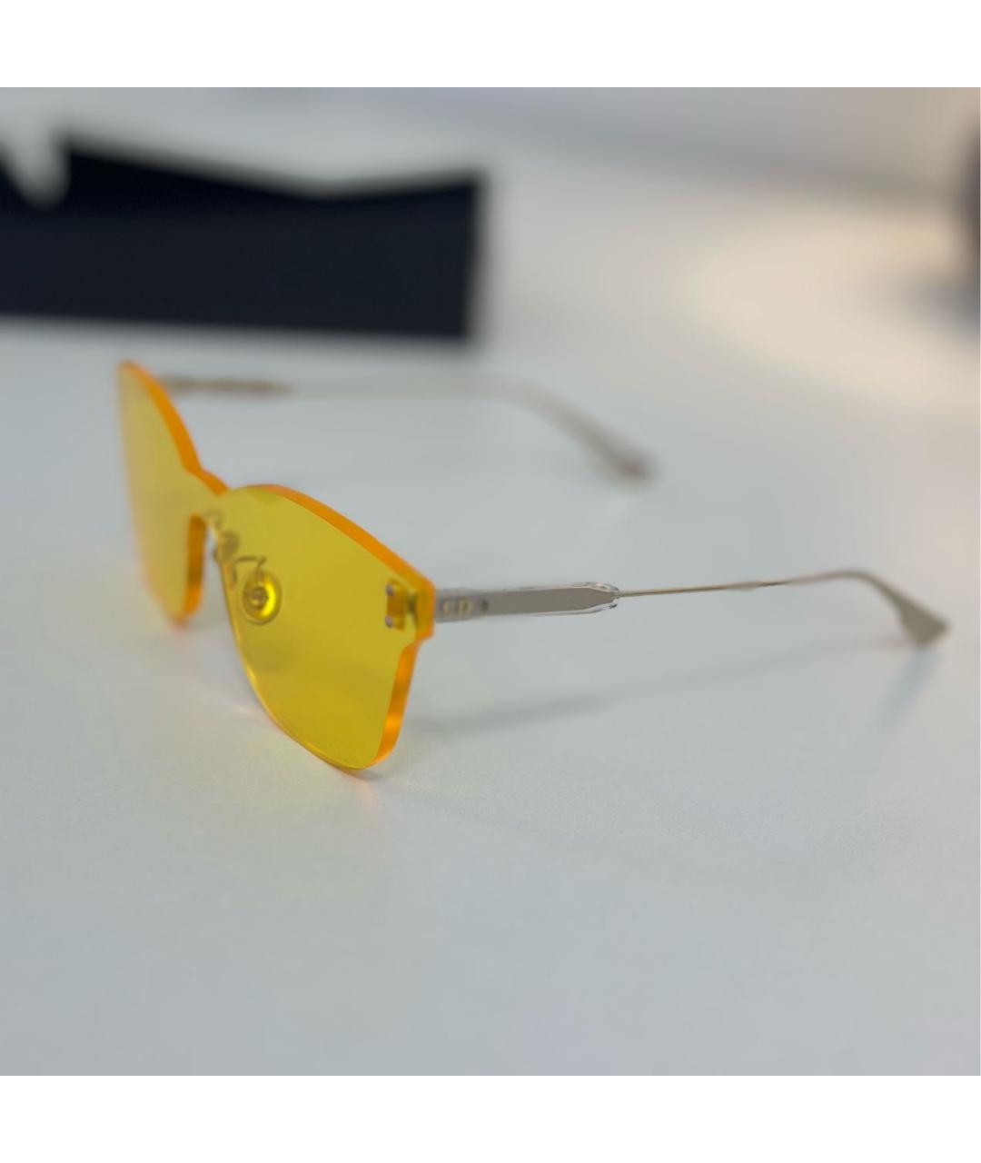 CHRISTIAN DIOR Желтые металлические солнцезащитные очки, фото 2