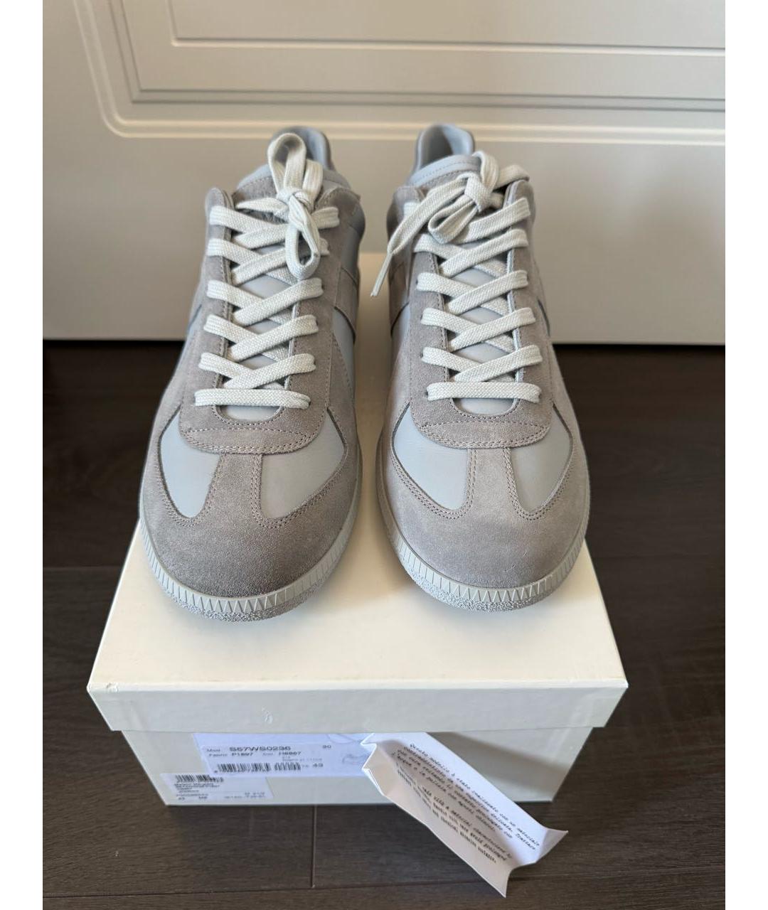 MAISON MARGIELA Серые кожаные низкие кроссовки / кеды, фото 2