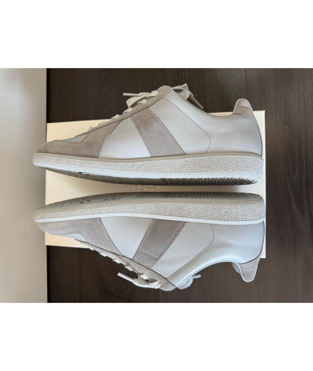 MAISON MARGIELA Серые кожаные низкие кроссовки / кеды, фото 6