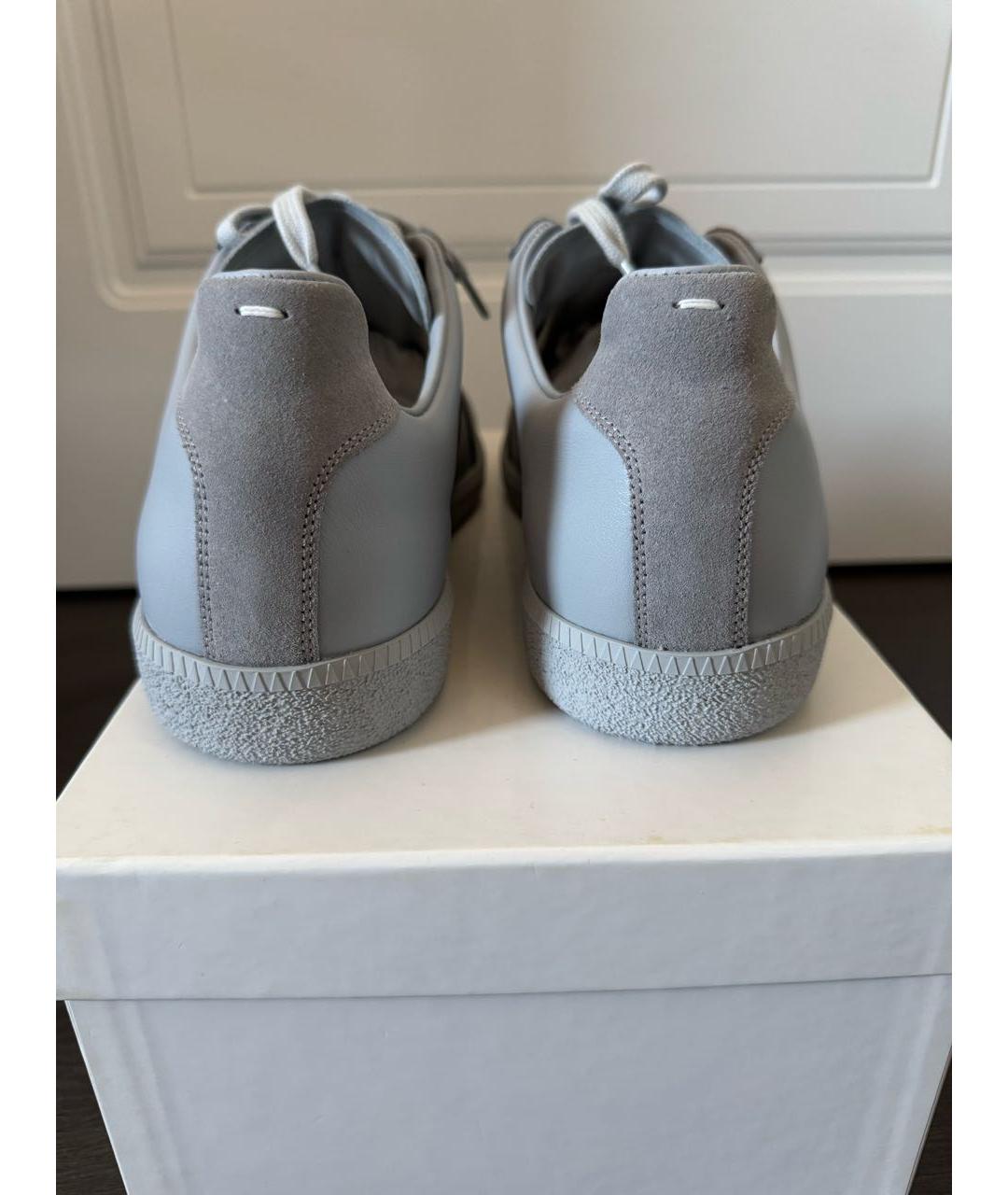 MAISON MARGIELA Серые кожаные низкие кроссовки / кеды, фото 4