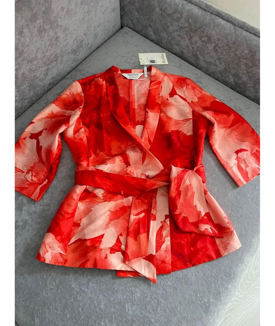'S MAX MARA Красная шелковая блузы, фото 3