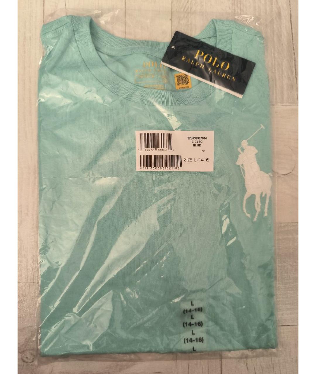POLO RALPH LAUREN Голубая хлопковая футболка, фото 4