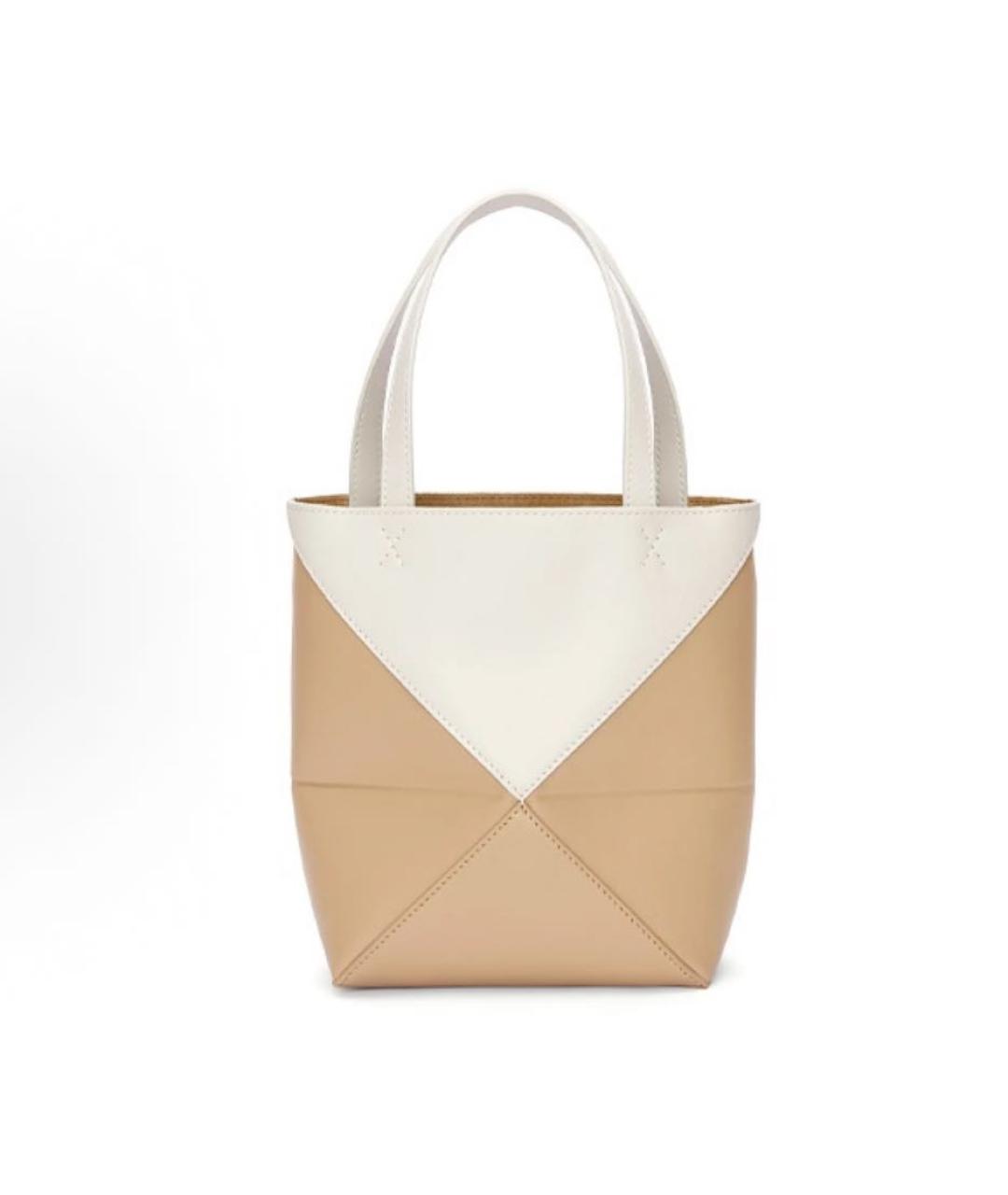 LOEWE Бежевая кожаная сумка тоут, фото 5