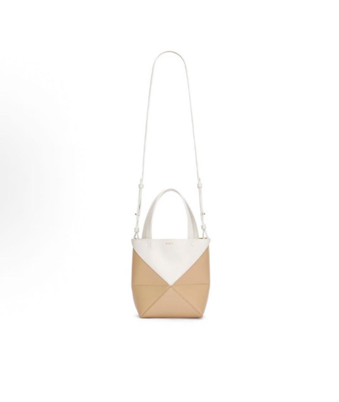 LOEWE Бежевая кожаная сумка тоут, фото 6